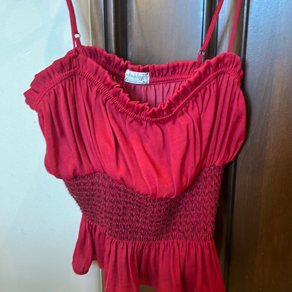 Red ruffle tank top